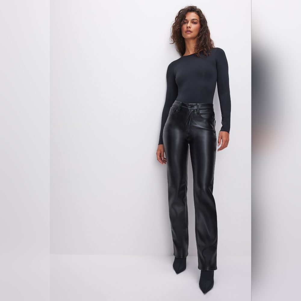Good American Icon Faux Leather Pants Size 14